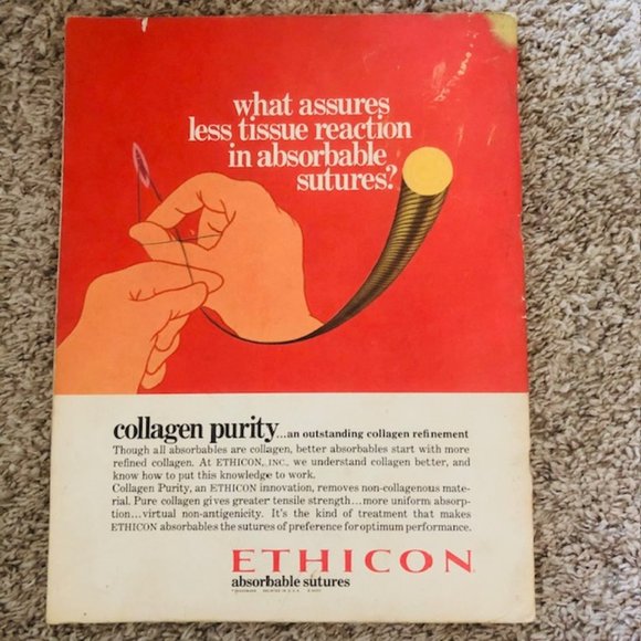 Vintage Medical Ephemera -Ethicon The Abdomen- Layers of Abdomen - Stitches 1968 - Picture 2 of 14